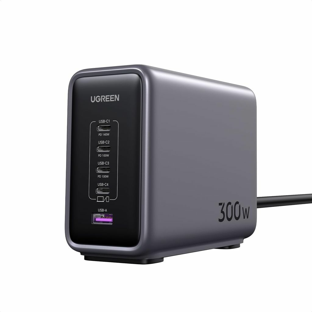 Ugreen Nexode Pro 160W Desktop Ladegerät GaN 300 W 5 Anschlüsse Schwarz, Grau