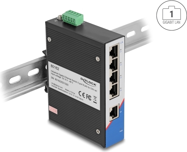 Delock 80162 Industrie Switch RJ45 für Hutschiene (80162)