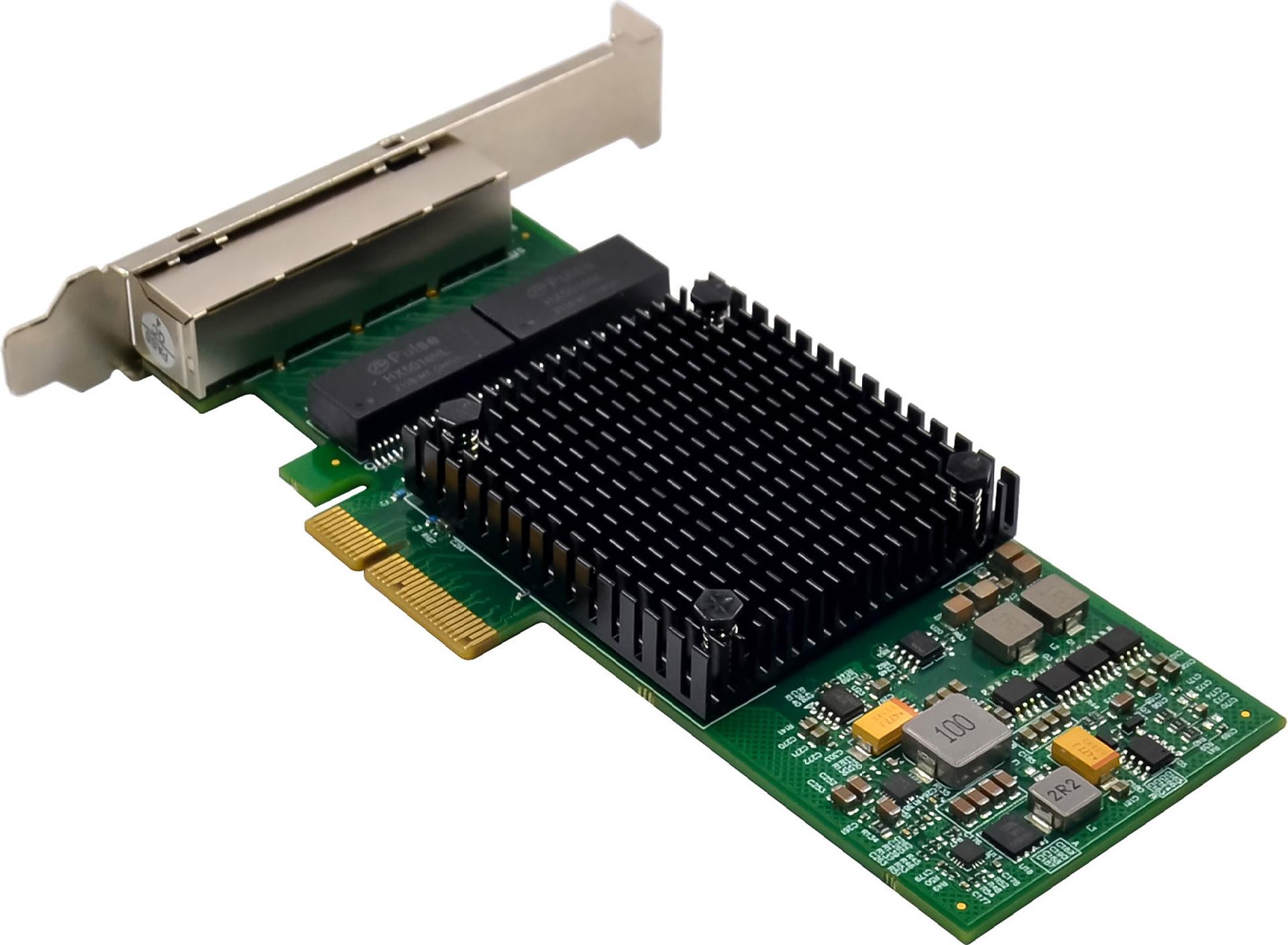 InLine 51127E Quad Gigabit Netzwerkkarte 4x RJ45 1 Gb/s PCIe x4 Schwarz, Silber