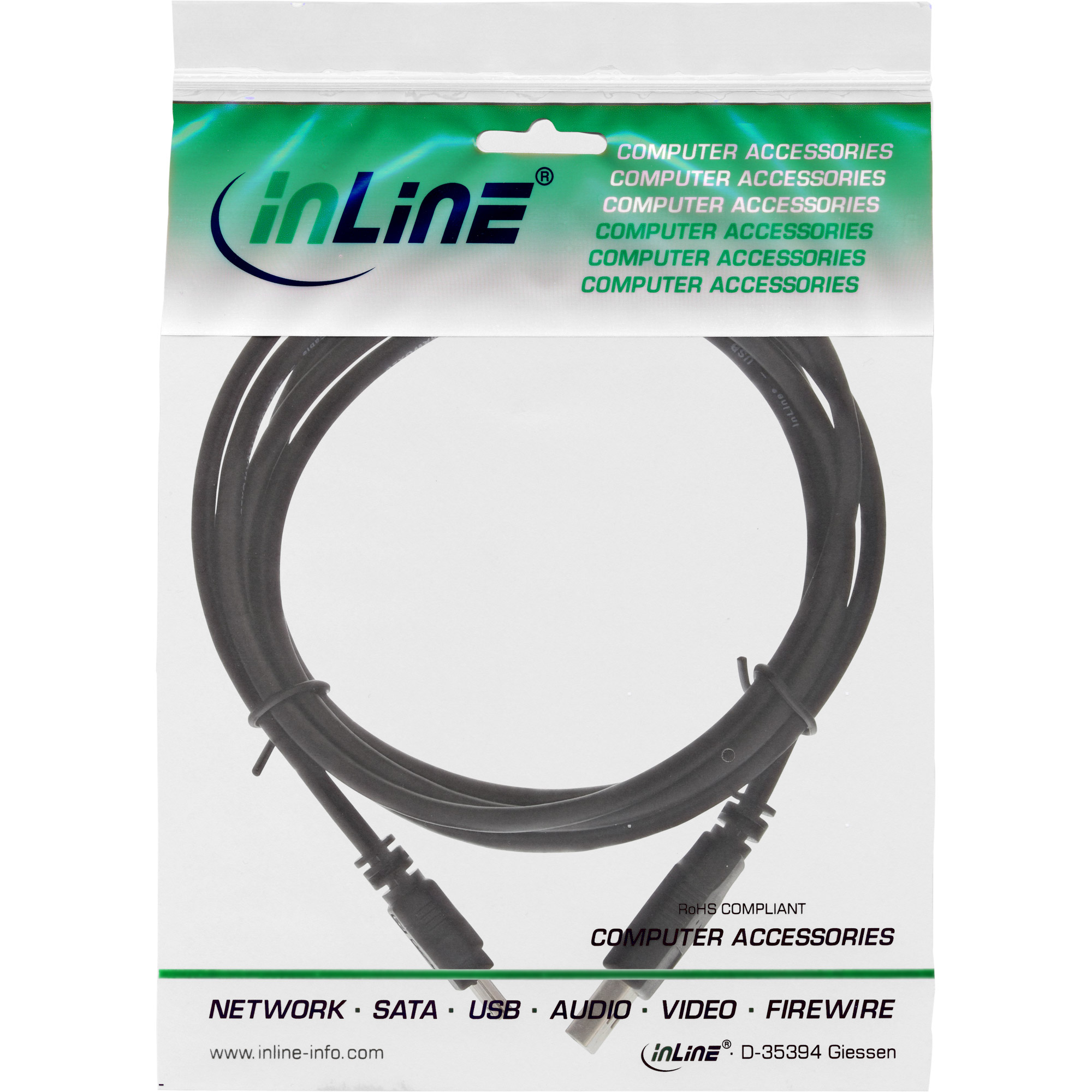 InLine USB 2.0 Mini-Kabel USB A auf Mini-B (5-polig) 0,5 m Schwarz