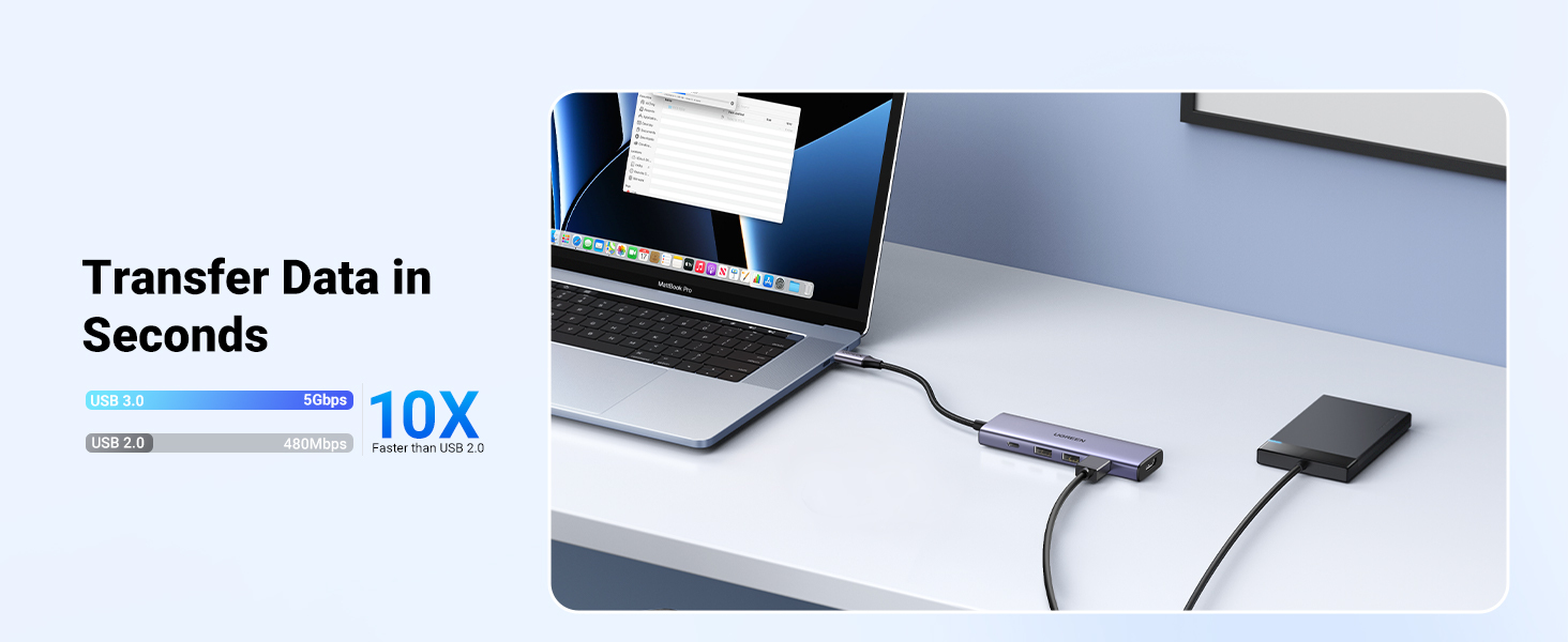 Ugreen Dockingstation USB-C HDMI 4K 3x USB 3.0 PD 100W Aluminium Grau
