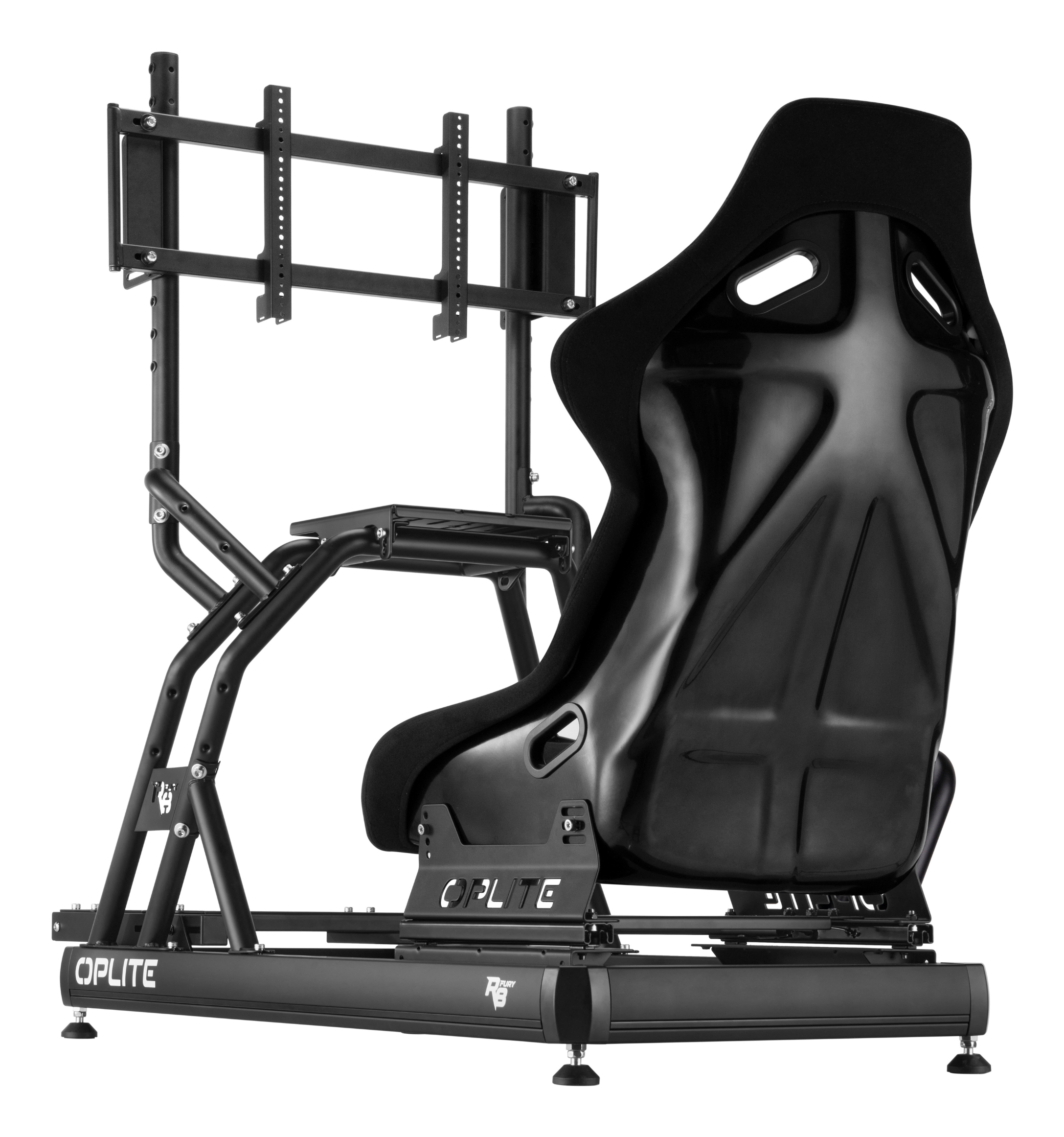 Oplite Monitor Stand R8 Single bis 57" Stahl Höhenverstellung Schwarz