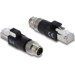 Delock M12 Adapter X-kodiert 8 Pin Stecker zu RJ45 schwarz (90833)