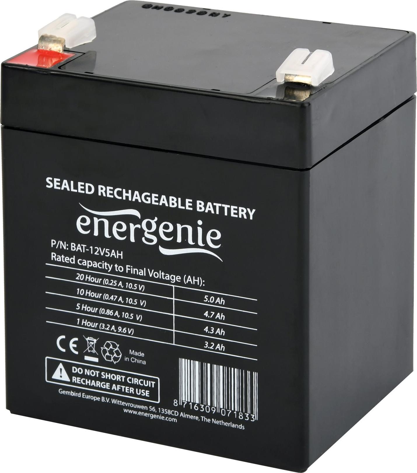 Gembird BAT-12V5AH USV-Akku 12 V 5 Ah Versiegelte Bleisäure (VRLA) Schwarz