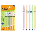 BIC Kugelschreiber Cristal Pastel Figurines, 5er Blister Strichstärke: 0,32 mm, sechseckig, Schaft und Kappen in - 1 Stück (303751)