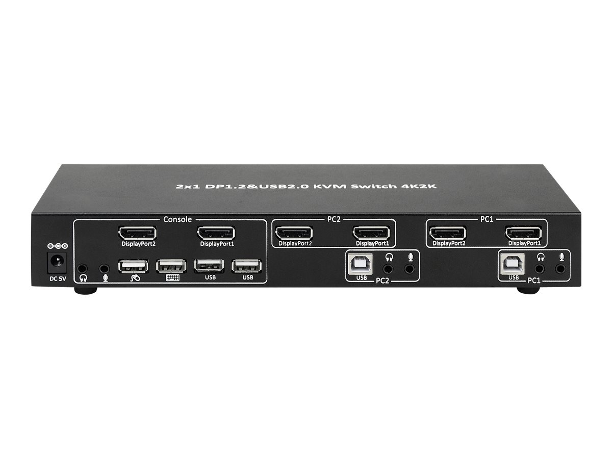 Techly 2-Port DisplayPort 1.2 Dual-Monitor KVM-Switch 3840 x 2160 Schwarz