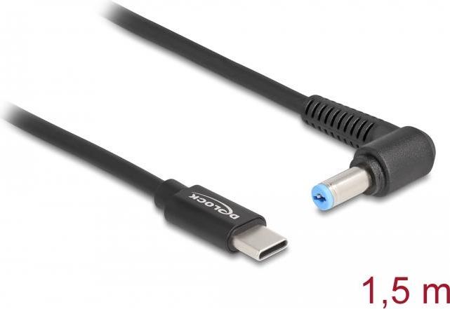Delock Stromkabel USB-C (M) zu Gleichstromstecker 5,5 x 1,7 mm (M) gewinkelt (87976)