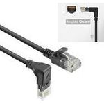 ACT Black 1 meter U/UTP CAT6A LSZH Slimline patch cable with RJ45 connectors 90? angled down to straight (DC3901)