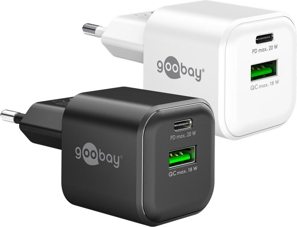 Goobay 20 W USB-C PD GaN Dual-Schnellladegerät Nano schwarz (79620)