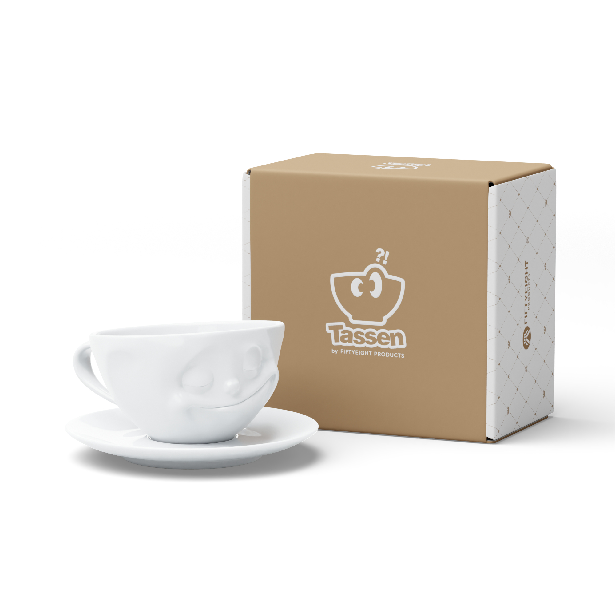 FIFTYEIGHT PRODUCTS Kaffeetasse 200 ml Glücklich Weiß