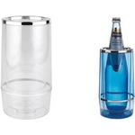 APS Flaschenkühler, Polystyrol, blau mit Chromrand doppelwandiger Kunststoffkörper für beste Isolierung, - 1 Stück (36034)