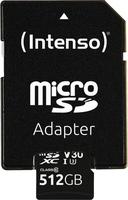 Intenso microSD-Card, 512 GB Speicherkapazität, bis zu 45 MB/Sekunde Schreibgeschwindigkeit, bis zu 100 MB/Sekunde Lesegeschwindigkeit, UHS-I, SD-Adapter (3433493)