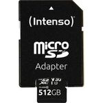 Intenso microSD-Card, 512 GB Speicherkapazität, bis zu 45 MB/Sekunde Schreibgeschwindigkeit, bis zu 100 MB/Sekunde Lesegeschwindigkeit, UHS-I, SD-Adapter (3433493)