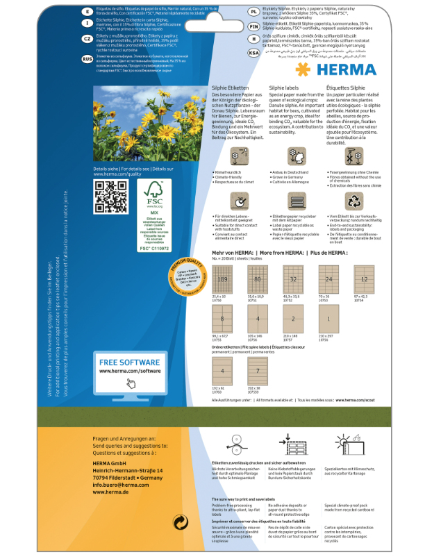 HERMA Etiketten Silphie-Papier 70 x 36 mm Braun