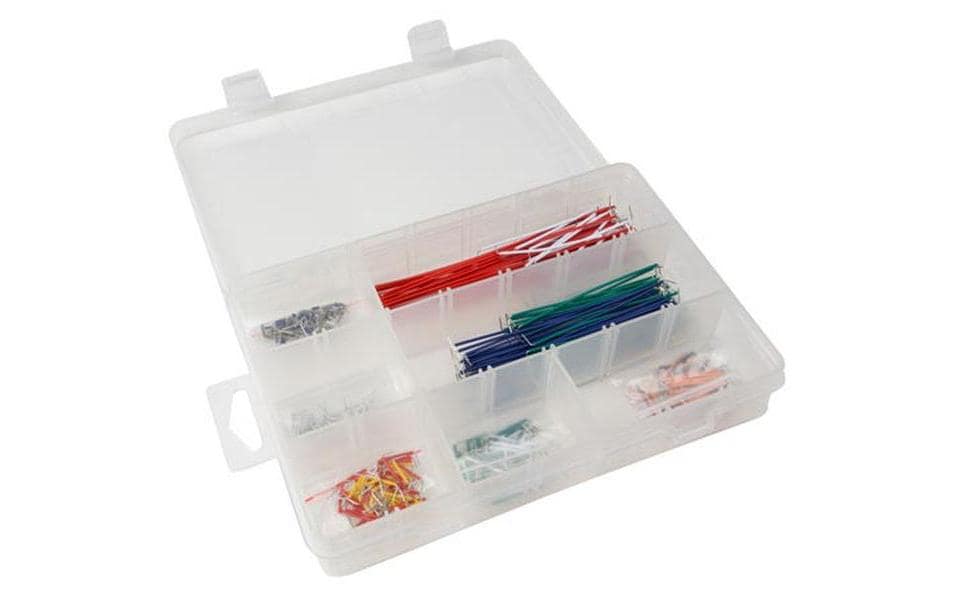 Velleman WJW351 Steckbrücken-Set 350-teilig mit Aufbewahrungsbox Blau, Grün, Grau, Orange, Rot, Weiß, Gelb