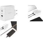LogiLink PA0281 USB Wall Charger, 2port, USB-AF & USB-CF, 10 0 W, w/PD, white (PA0281)