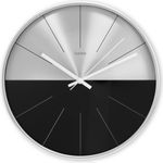 Hama Wanduhr Sizilien, Quarzuhr, ohne Ticken, analog, Ø 30 cm, Schwarz/Silber (00185879)