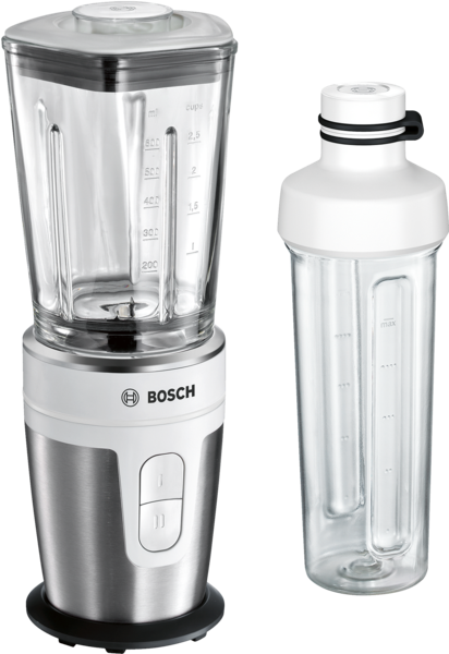 Bosch VitaStyle Mixx2Go MMBM7G2M - Standmixer - 0.6 Liter - 350 W - Brushed Stainless Steel/Weiß (MMBM7G2M)