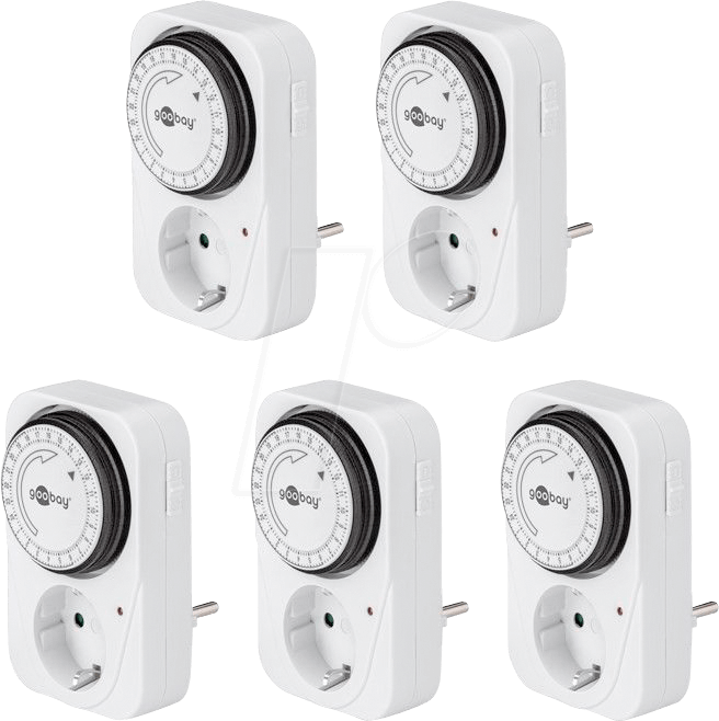 Goobay Analoge Zeitschaltuhr, 5 Stück, Weiß - präzise und einfache Steuerung von elektronischen Geräten (55540)