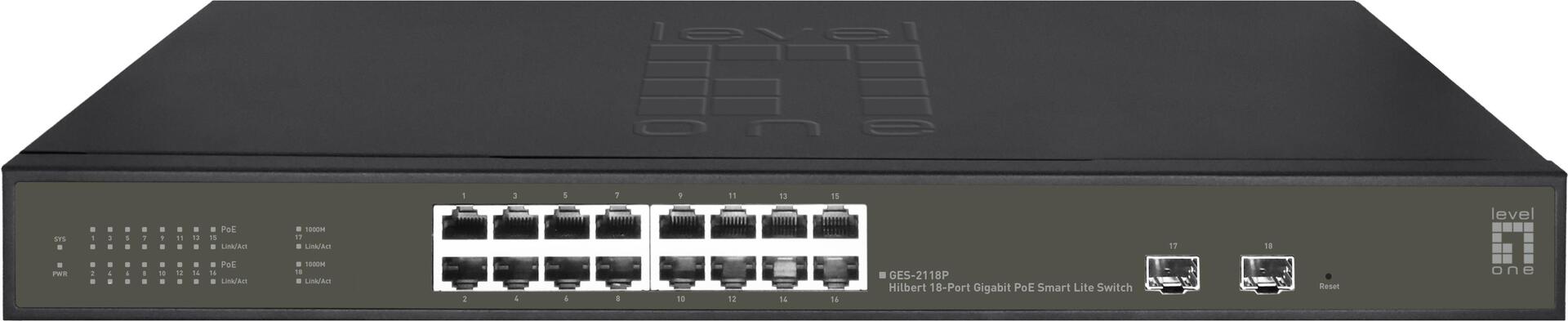 LevelOne Hilbert 18-Port Gigabit PoE Smart Lite Switch (GES-2118P)