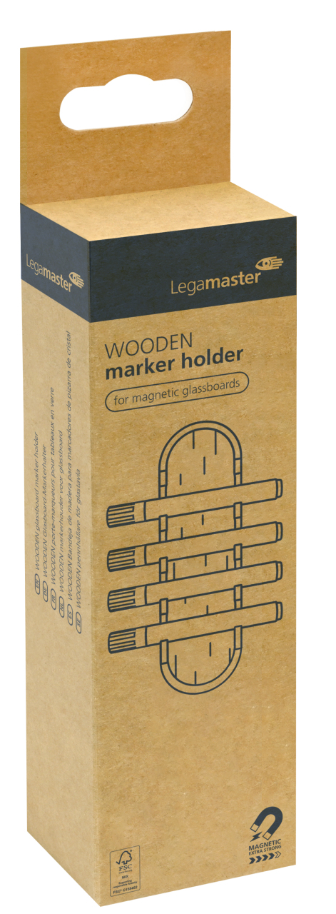 Legamaster WOODEN Magnetischer Glasboard-Markerhalter aus Holz Braun
