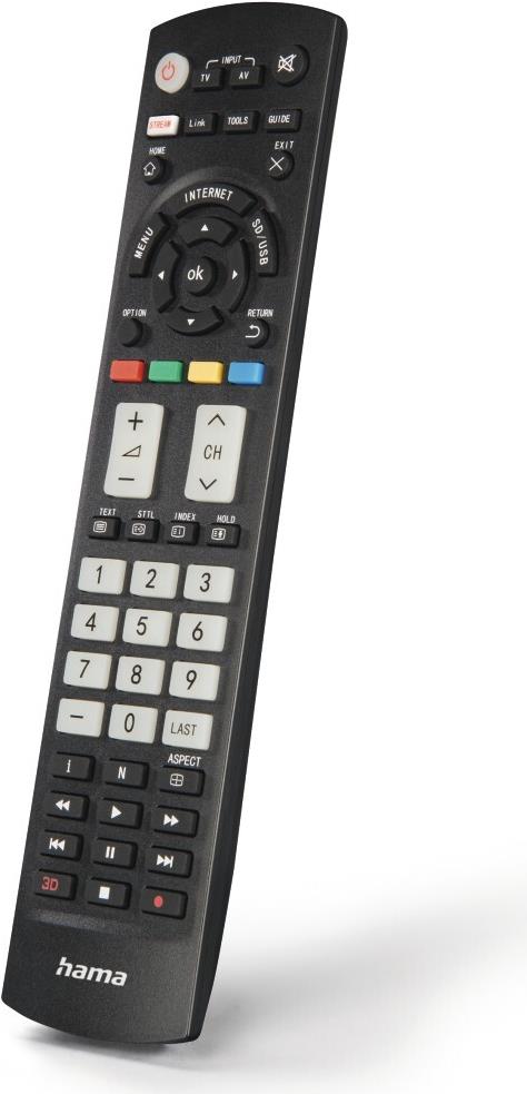 Hama Universal-Fernbedienung für Panasonic TVs, IR, lernfähig, leuchtende Tasten (00221064)