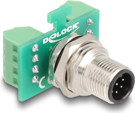 Delock M12Übergabemodul Adapter 8 Pin A-kodiert Stecker zu 9 Terminalblock zum (60664)