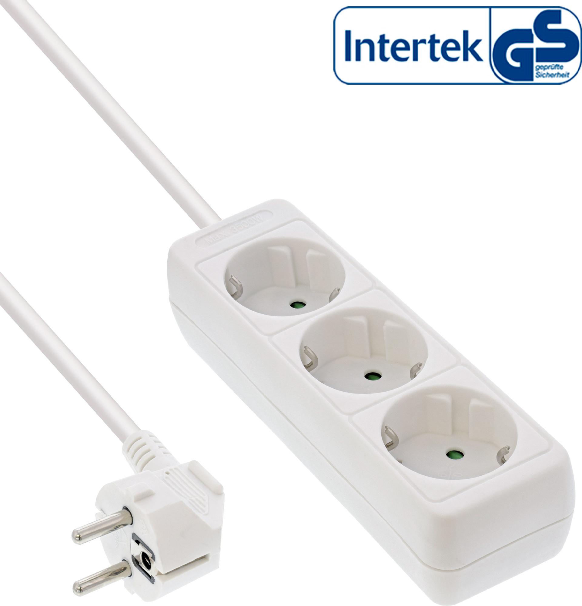InLine Steckdosenleiste, 3-fach Schutzkontakt, 5 m, Weiß