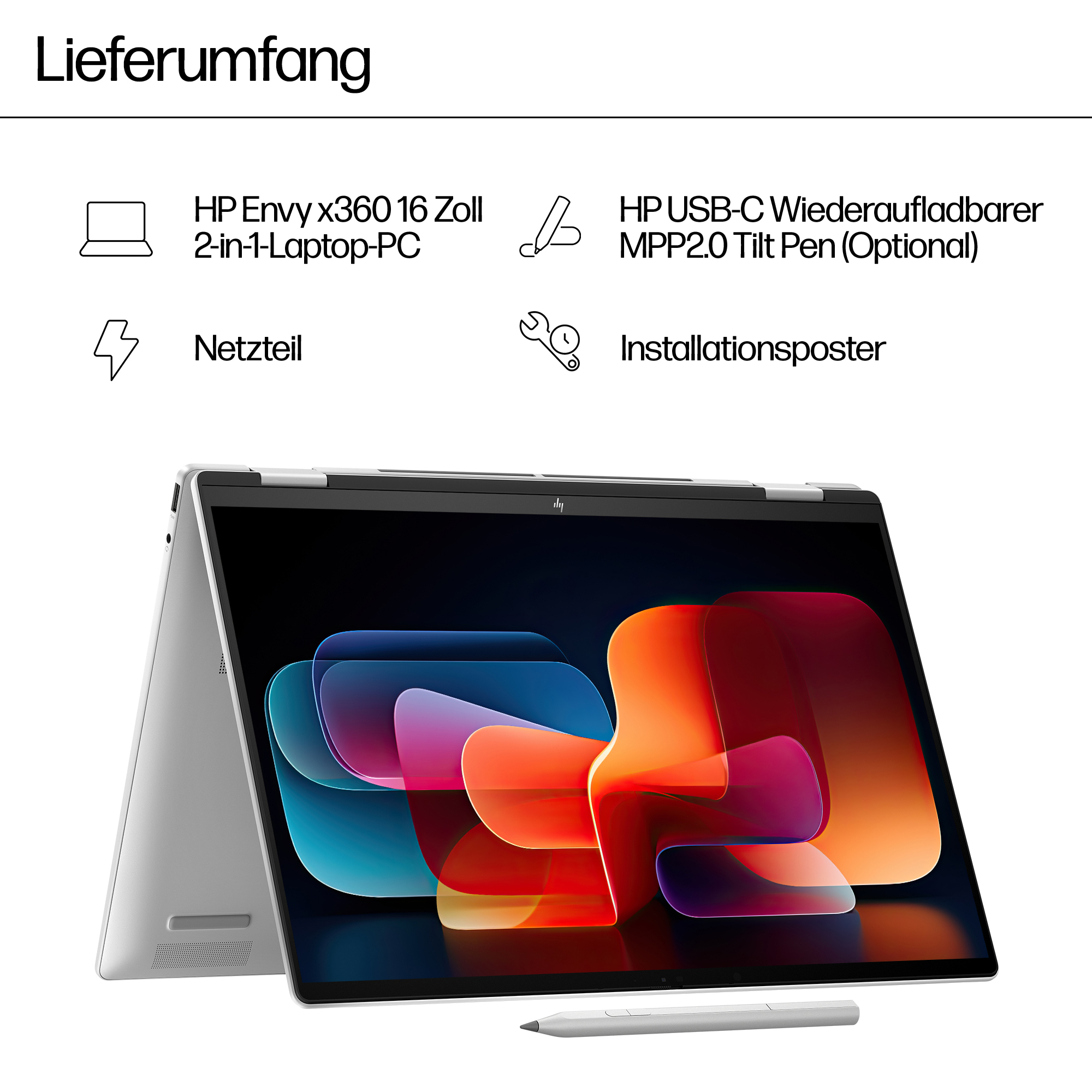 HP ENVY x360 16-ac0177ng 16" 2.8K Touch Intel Core Ultra 7 16 GB RAM 512 GB SSD Silber