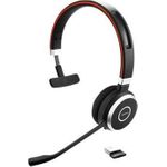 Jabra Evolve 65 MS Mono USB (Überkopfbügel), USB Anschluss via Dongle, mit Mute-Taste und Lautstärke-Regler am Headset, Busylight integriert, Diskreter Mikrofonarm/ Zertifiziert für Microsoft (6593-823-309)
