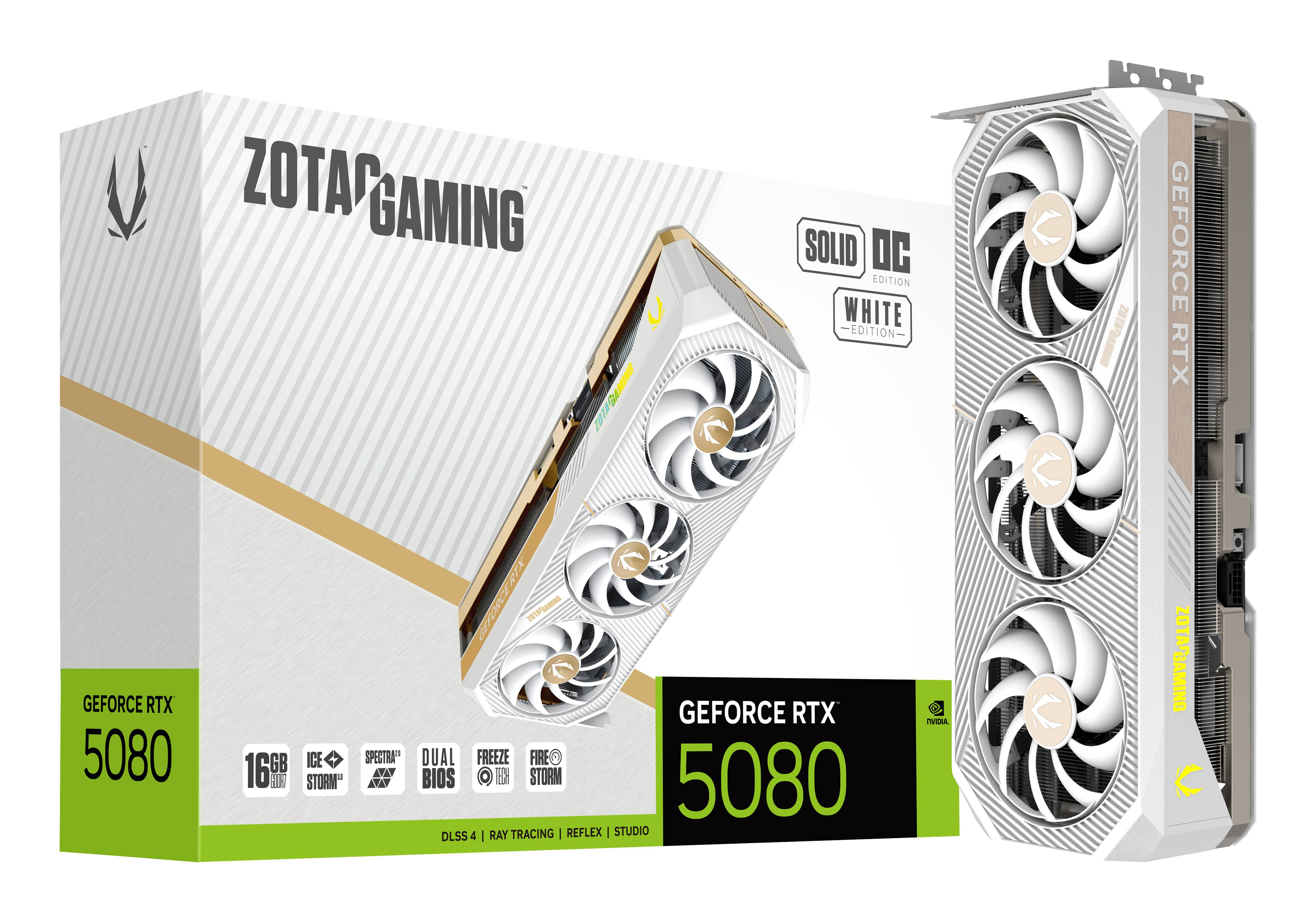 Zotac ZOTAC GAMING GeForce RTX 5080 SOLID OC 16 GB GDDR7 PCIe 5.0 x16 Weiß