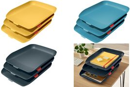 LEITZ Briefablagen-Set Cosy, DIN A4, Polystyrol, grau matte Oberfläche, bis zu 3 Stück stapelbar, Lieferung inkl. - 1 Stück (5358-20-89)