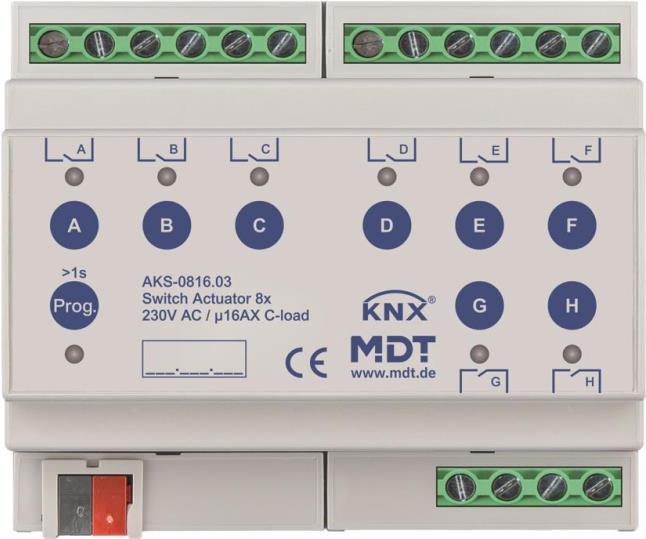 MDT AKS-0816.03 Schaltaktor 8-fach, 6TE, REG, 16A, 230VA (AKS-0816.03)