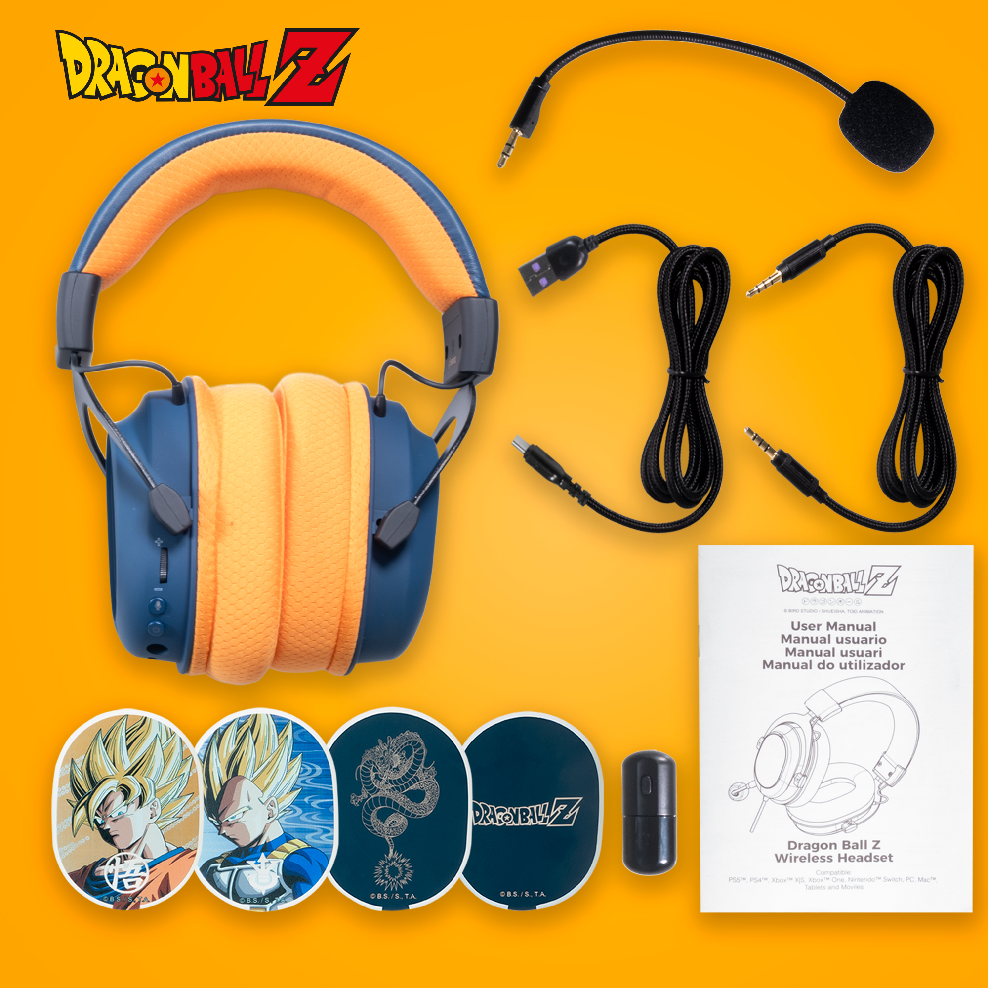 Blade DB2001 Gaming Headset Dragon Ball Z Bluetooth 2.4 GHz Schwarz, Grau, Orange
