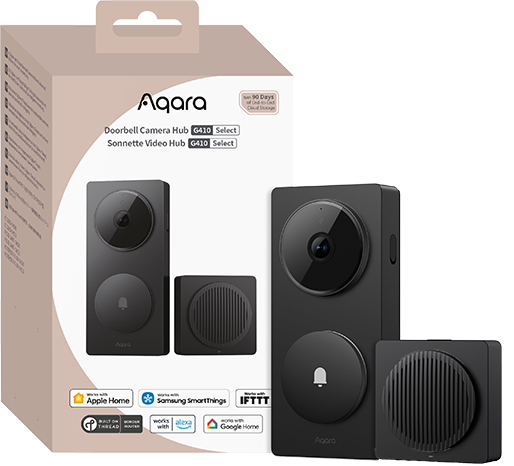 Aqara Smart Video Doorbell G410 2K Kamera Hub Zigbee Matter Schwarz