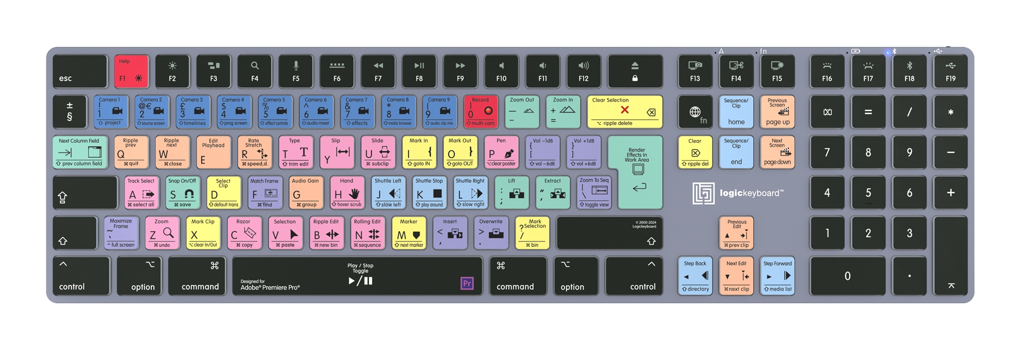 Logickeyboard Adobe Premiere Pro CC Titan DE Mac Tastatur Grau, Titan