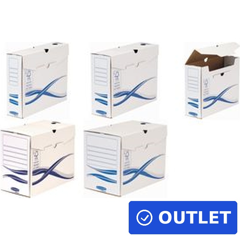 Fellowes BANKERS BOX Basic Archiv-Schachtel, blau, (B)150 mm aus 100% recyceltem Karton, FSC-zertifiziert, - 25 Stück (4460301) (geöffnet)