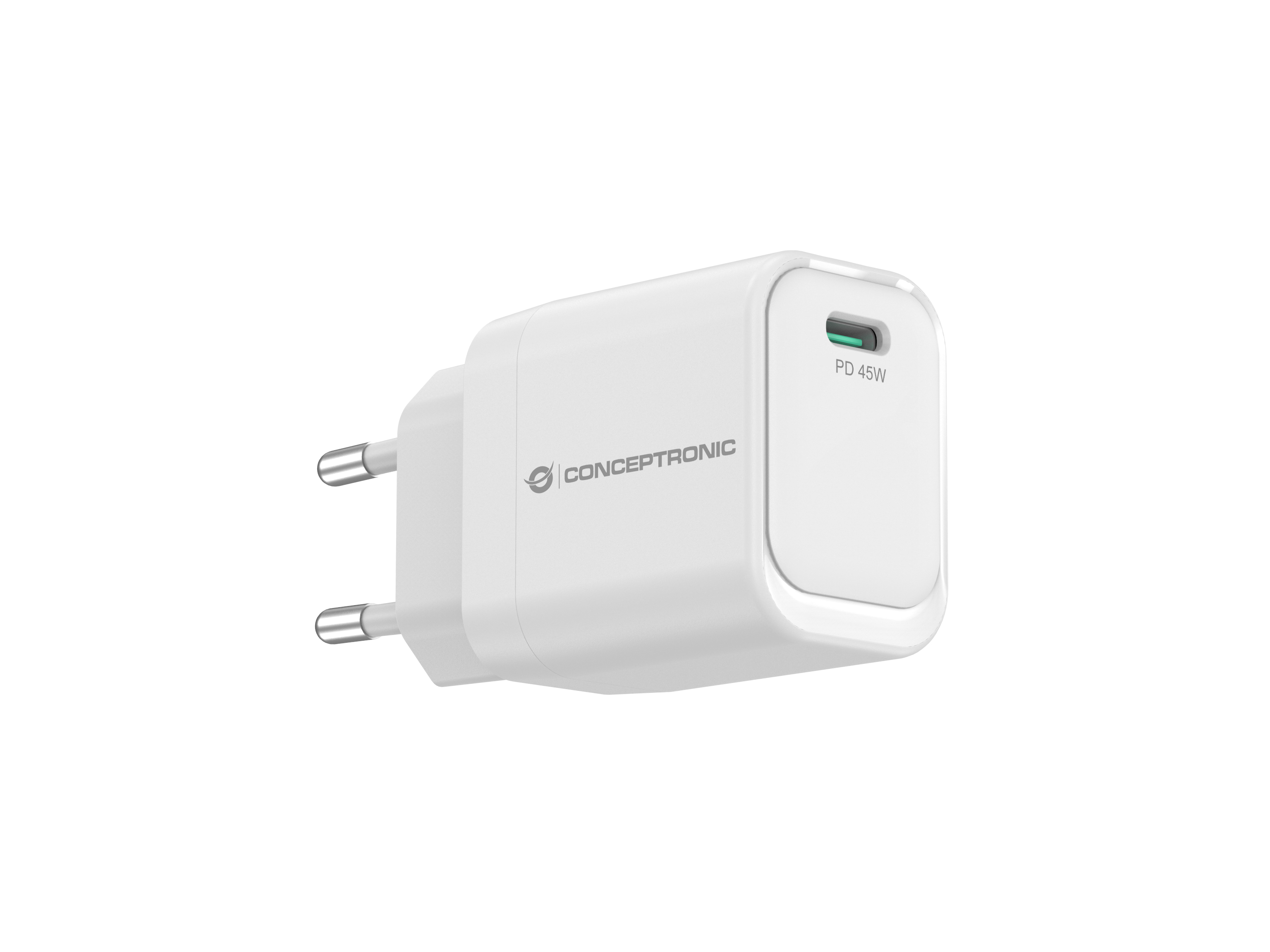Conceptronic ALTHEA19W45 GaN USB-C Ladegerät 45W PD 3.0 PPS Weiß