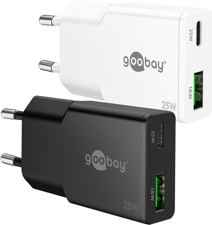 Goobay USB-C™ PD GaN Dual-Schnellladegerät Slim (25 W) schwarz (75733)