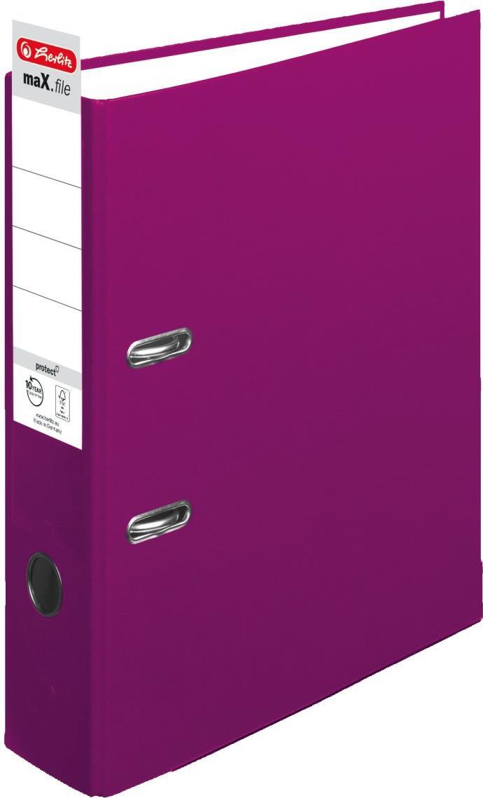 herlitz Ordner maX.file protect, Rückenbreite: 80 mm, beere DIN A4, mit PP-Kunststoffbezug, Kantenschutz, - 1 Stück (50011858)