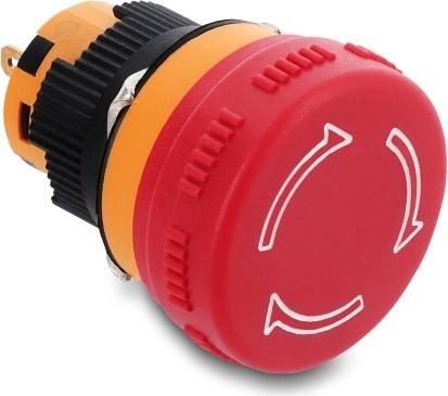 Delock Pilzkopf Taster zum Einbau 16 mm 2 x Lötanschluss (kurz) Kunststoff 26 mm Ø (22121)