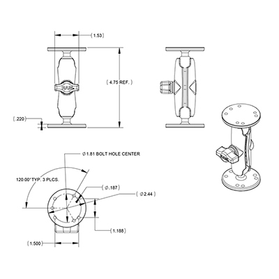 RAM Mounts RAM-B-101U Befestigungskit Schwarz