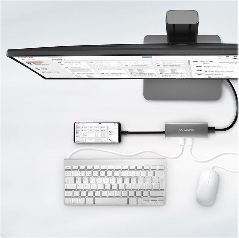 AXAGON HMC-5G2 SPEEDSTER 5H Dockingstation HDMI 2x USB 3.2 Gen 2 Type-A 2x USB 3.2 Gen 2 Type-C Grau