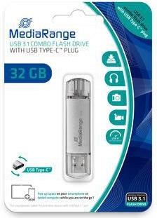 MediaRange MR936 USB-Stick 32 GB USB Type-A / USB Type-C 3.2 Gen 1 (3.1 Gen 1) Silber (MR936)