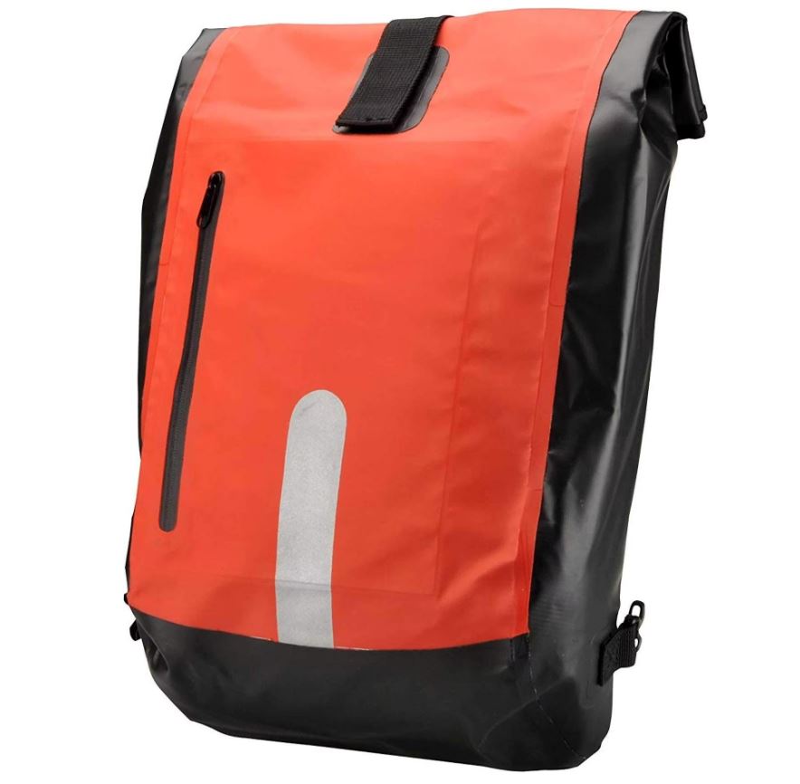 FISCHER Fahrrad-Gepäckträgertasche wasserdicht rot/schwarz 23 Liter Volumen als Rucksack