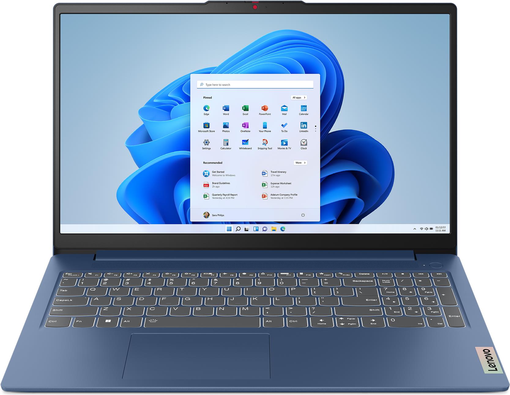 Lenovo IdeaPad Slim 3 15IAN8 Intel® N N100 39,6 cm (15.6") Full HD 8 GB LPDDR5-SDRAM 512 GB SSD Wi-Fi 6 (802.11ax) Windows 11 Home Blau (82XB006GGE)