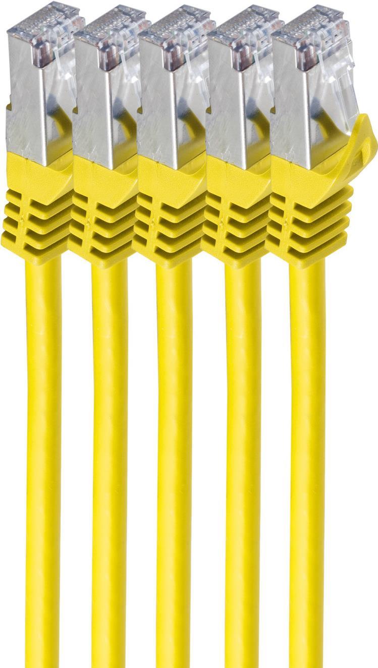 shiverpeaks BS75515-Y-SET5. Kabellänge: 5 m, Kabelstandard:Cat.7 Rohkabel, Kabelschirmung: S/FTP (S-STP), Anschluss 1: RJ-45, Anschluss 2: RJ-45, Steckerverbindergeschlecht: Männlich/Männlich, Beschichtung Steckerkontakte: Gold (BS75515-Y-SET5)