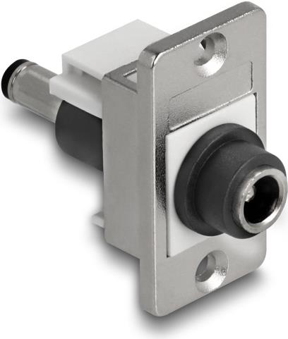 Delock Panel Mount DC 5.5 x 2.1mm Buchse zu 5.5 2.5mm Stecker silber weiss (90885)
