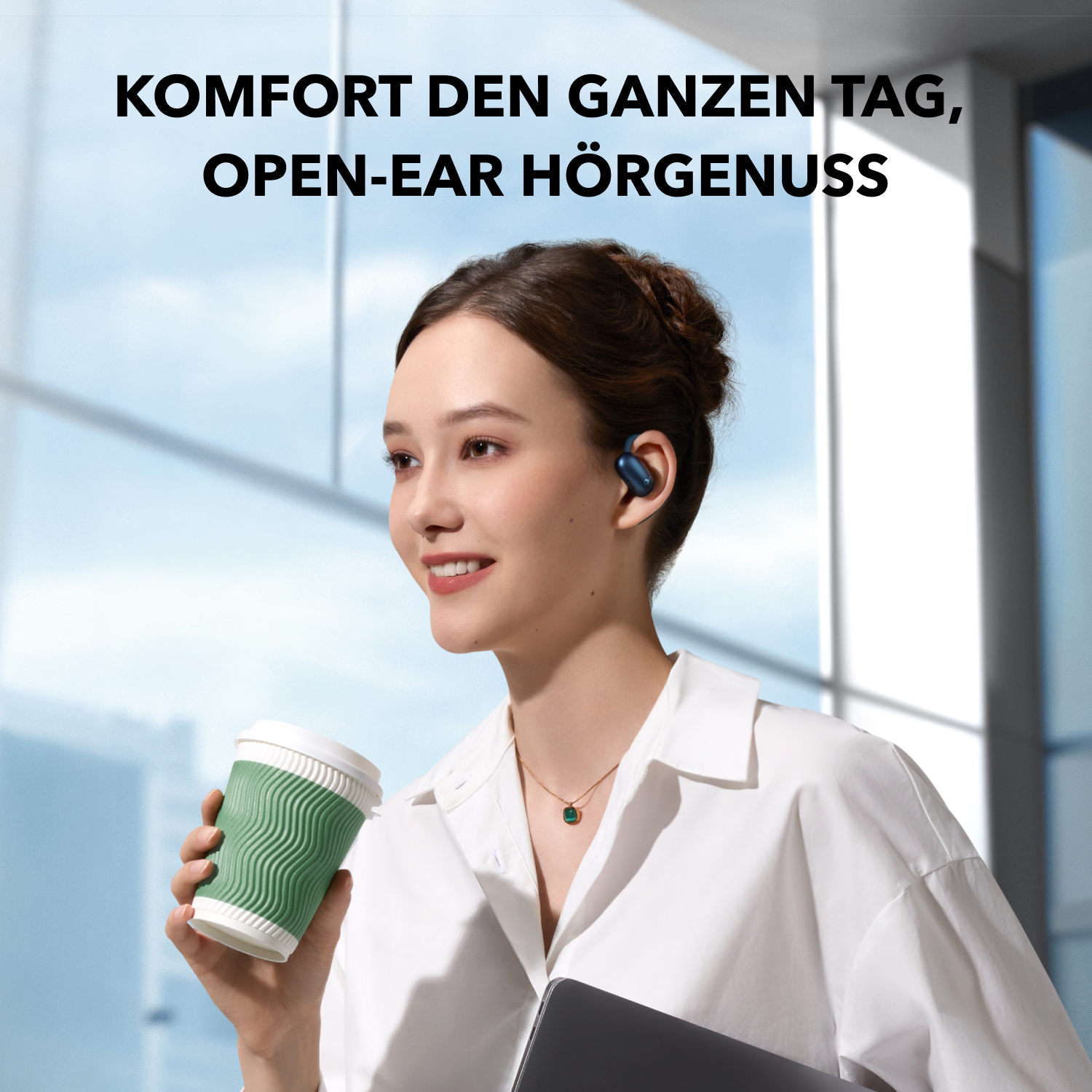 Soundcore AeroFit 2 True Wireless-Kopfhörer Open-Ear Bluetooth Blau
