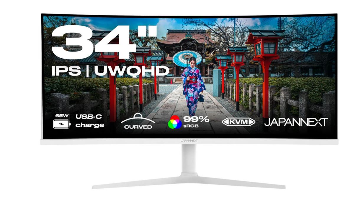 JAPANNEXT JN-IPS340UWQHD60C-C65W-HS 86,40cm (34") Curved UWQHD IPS Monitor USB-C 65W